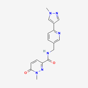 molecular formula C16H16N6O2 B2457030 1-methyl-N-((6-(1-methyl-1H-pyrazol-4-yl)pyridin-3-yl)methyl)-6-oxo-1,6-dihydropyridazine-3-carboxamide CAS No. 2034522-80-8