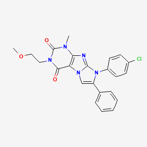 molecular formula C23H20ClN5O3 B2457031 8-(4-chlorophenyl)-3-(2-methoxyethyl)-1-methyl-7-phenyl-1H-imidazo[2,1-f]purine-2,4(3H,8H)-dione CAS No. 896298-59-2