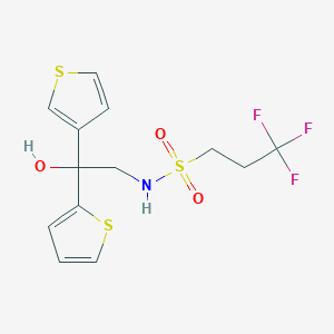 molecular formula C13H14F3NO3S3 B2457034 3,3,3-三氟-N-(2-羟基-2-(噻吩-2-基)-2-(噻吩-3-基)乙基)丙烷-1-磺酰胺 CAS No. 2097913-04-5