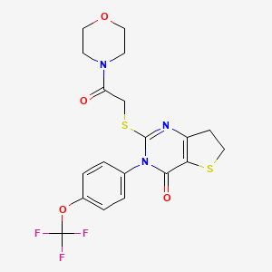 molecular formula C19H18F3N3O4S2 B2457037 2-((2-morpholino-2-oxoethyl)thio)-3-(4-(trifluoromethoxy)phenyl)-6,7-dihydrothieno[3,2-d]pyrimidin-4(3H)-one CAS No. 877654-37-0