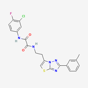 molecular formula C21H17ClFN5O2S B2457043 N1-(3-chloro-4-fluorophenyl)-N2-(2-(2-(m-tolyl)thiazolo[3,2-b][1,2,4]triazol-6-yl)ethyl)oxalamide CAS No. 894040-97-2