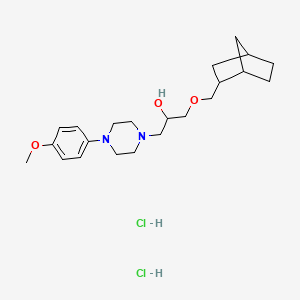 molecular formula C22H36Cl2N2O3 B2457044 1-((1R,4S)-bicyclo[2.2.1]heptan-2-ylmethoxy)-3-(4-(4-methoxyphenyl)piperazin-1-yl)propan-2-ol dihydrochloride CAS No. 1217688-41-9