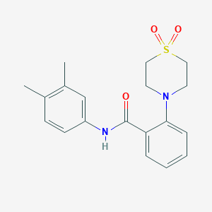 molecular formula C19H22N2O3S B2457047 N-(3,4-dimethylphenyl)-2-(1,1-dioxo-1,4-thiazinan-4-yl)benzamide CAS No. 866144-56-1