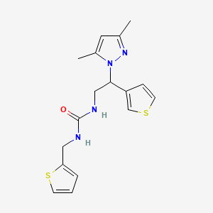 molecular formula C17H20N4OS2 B2457048 1-(2-(3,5-dimethyl-1H-pyrazol-1-yl)-2-(thiophen-3-yl)ethyl)-3-(thiophen-2-ylmethyl)urea CAS No. 2034546-89-7