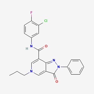 molecular formula C22H18ClFN4O2 B2457052 N-(3-chloro-4-fluorophenyl)-3-oxo-2-phenyl-5-propyl-3,5-dihydro-2H-pyrazolo[4,3-c]pyridine-7-carboxamide CAS No. 923687-17-6