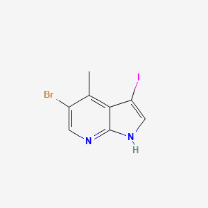 molecular formula C8H6BrIN2 B2457066 5-bromo-3-iodo-4-methyl-1H-pyrrolo[2,3-b]pyridine CAS No. 1190313-99-5