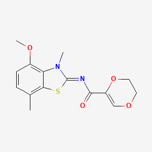 molecular formula C15H16N2O4S B2457067 N-(4-methoxy-3,7-dimethyl-1,3-benzothiazol-2-ylidene)-2,3-dihydro-1,4-dioxine-5-carboxamide CAS No. 851080-58-5
