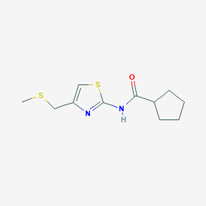 molecular formula C11H16N2OS2 B2457069 N-(4-((methylthio)methyl)thiazol-2-yl)cyclopentanecarboxamide CAS No. 955820-54-9
