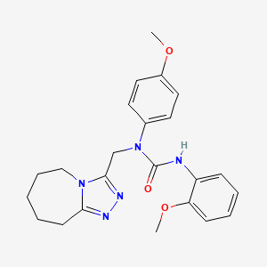 molecular formula C23H27N5O3 B2457077 3-(2-methoxyphenyl)-1-(4-methoxyphenyl)-1-(6,7,8,9-tetrahydro-5H-[1,2,4]triazolo[4,3-a]azepin-3-ylmethyl)urea CAS No. 877812-05-0