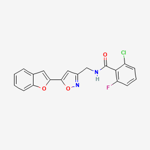 molecular formula C19H12ClFN2O3 B2457092 N-((5-(benzofuran-2-yl)isoxazol-3-yl)methyl)-2-chloro-6-fluorobenzamide CAS No. 1105242-18-9