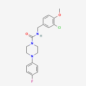molecular formula C19H21ClFN3O2 B2457097 N-(3-chloro-4-methoxybenzyl)-4-(4-fluorophenyl)tetrahydro-1(2H)-pyrazinecarboxamide CAS No. 866137-32-8