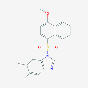 molecular formula C20H18N2O3S B245710 1-[(4-methoxy-1-naphthyl)sulfonyl]-5,6-dimethyl-1H-benzimidazole 