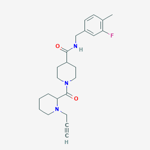 molecular formula C23H30FN3O2 B2457103 N-[(3-氟-4-甲苯基)甲基]-1-(1-丙-2-炔基哌啶-2-羰基)哌啶-4-甲酰胺 CAS No. 1252067-91-6