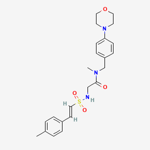 molecular formula C23H29N3O4S B2457110 N-methyl-2-[[(E)-2-(4-methylphenyl)ethenyl]sulfonylamino]-N-[(4-morpholin-4-ylphenyl)methyl]acetamide CAS No. 1111500-30-1
