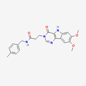 molecular formula C23H24N4O4 B2457118 3-(7,8-dimethoxy-4-oxo-4,5-dihydro-3H-pyrimido[5,4-b]indol-3-yl)-N-(4-methylbenzyl)propanamide CAS No. 1105215-34-6