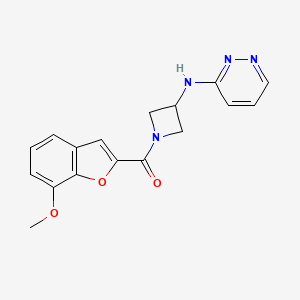 molecular formula C17H16N4O3 B2457123 N-[1-(7-甲氧基-1-苯并呋喃-2-羰基)氮杂环丁-3-基]吡哒嗪-3-胺 CAS No. 2097911-77-6