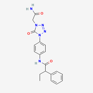 molecular formula C19H20N6O3 B2457128 N-(4-(4-(2-amino-2-oxoethyl)-5-oxo-4,5-dihydro-1H-tetrazol-1-yl)phenyl)-2-phenylbutanamide CAS No. 1396848-58-0