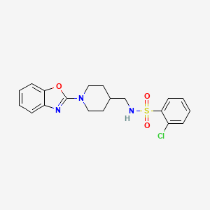 molecular formula C19H20ClN3O3S B2457131 N-((1-(benzo[d]oxazol-2-yl)piperidin-4-yl)methyl)-2-chlorobenzenesulfonamide CAS No. 1797852-47-1