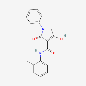 molecular formula C18H16N2O3 B2457154 4-Hydroxy-2-oxo-1-phenyl-N-(o-tolyl)-2,5-dihydro-1H-pyrrole-3-carboxamide CAS No. 1221504-62-6