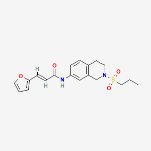 molecular formula C19H22N2O4S B2457175 (E)-3-(furan-2-yl)-N-(2-(propylsulfonyl)-1,2,3,4-tetrahydroisoquinolin-7-yl)acrylamide CAS No. 1331400-28-2