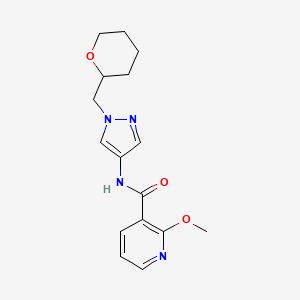 molecular formula C16H20N4O3 B2457189 2-methoxy-N-(1-((tetrahydro-2H-pyran-2-yl)methyl)-1H-pyrazol-4-yl)nicotinamide CAS No. 2034372-42-2
