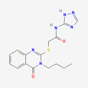 molecular formula C16H18N6O2S B2457190 2-[(3-butyl-4-oxo-3,4-dihydroquinazolin-2-yl)sulfanyl]-N-(4H-1,2,4-triazol-3-yl)acetamide CAS No. 1115976-55-0