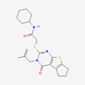 N-cyclohexyl-2-((3-(2-methylallyl)-4-oxo-4,5,6,7-tetrahydro-3H-cyclopenta[4,5]thieno[2,3-d]pyrimidin-2-yl)thio)acetamide