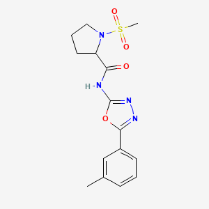molecular formula C15H18N4O4S B2457194 1-(甲基磺酰基)-N-(5-(间甲苯基)-1,3,4-恶二唑-2-基)吡咯烷-2-甲酰胺 CAS No. 1236259-55-4