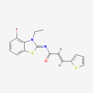 molecular formula C16H13FN2OS2 B2457195 (2E,NZ)-N-(3-ethyl-4-fluorobenzo[d]thiazol-2(3H)-ylidene)-3-(thiophen-2-yl)acrylamide CAS No. 851080-03-0