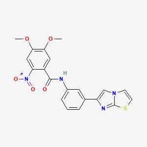 N-(3-(imidazo[2,1-b]thiazol-6-yl)phenyl)-4,5-dimethoxy-2-nitrobenzamide