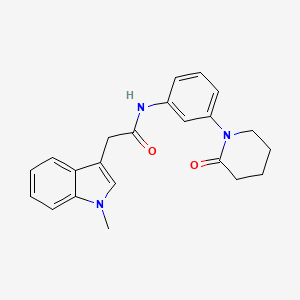 molecular formula C22H23N3O2 B2457216 2-(1-methyl-1H-indol-3-yl)-N-(3-(2-oxopiperidin-1-yl)phenyl)acetamide CAS No. 1251547-32-6