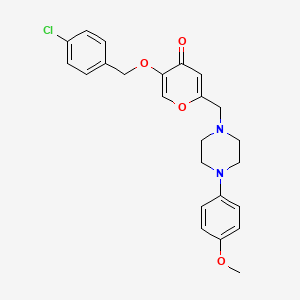 molecular formula C24H25ClN2O4 B2457225 5-((4-chlorobenzyl)oxy)-2-((4-(4-methoxyphenyl)piperazin-1-yl)methyl)-4H-pyran-4-one CAS No. 898465-50-4