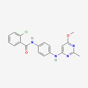 molecular formula C19H17ClN4O2 B2457230 2-chloro-N-(4-((6-methoxy-2-methylpyrimidin-4-yl)amino)phenyl)benzamide CAS No. 1021090-78-7