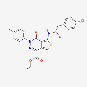 molecular formula C24H20ClN3O4S B2457236 Ethyl 5-(2-(4-chlorophenyl)acetamido)-4-oxo-3-(p-tolyl)-3,4-dihydrothieno[3,4-d]pyridazine-1-carboxylate CAS No. 851948-61-3