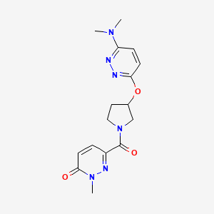 molecular formula C16H20N6O3 B2457237 6-(3-((6-(二甲氨基)嘧啶并哒嗪-3-基)氧代)吡咯烷-1-羰基)-2-甲基嘧啶并哒嗪-3(2H)-酮 CAS No. 2034436-56-9