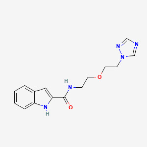 molecular formula C15H17N5O2 B2457238 N-{2-[2-(1H-1,2,4-triazol-1-yl)ethoxy]ethyl}-1H-indole-2-carboxamide CAS No. 2034311-46-9