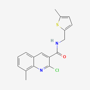 molecular formula C17H15ClN2OS B2457243 2-chloro-8-methyl-N-[(5-methylthiophen-2-yl)methyl]quinoline-3-carboxamide CAS No. 2094227-27-5