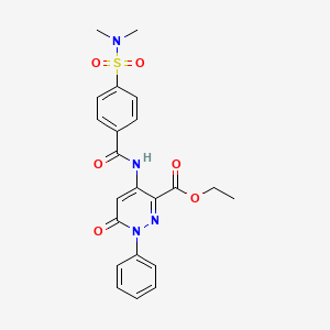 molecular formula C22H22N4O6S B2457245 4-(4-(N,N-二甲基磺酰胺基)苯甲酰氨基)-6-氧代-1-苯基-1,6-二氢吡啶-3-羧酸乙酯 CAS No. 946312-76-1