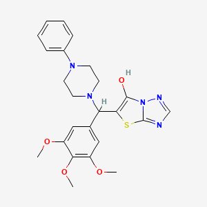 molecular formula C24H27N5O4S B2457253 5-((4-Phenylpiperazin-1-yl)(3,4,5-trimethoxyphenyl)methyl)thiazolo[3,2-b][1,2,4]triazol-6-ol CAS No. 868220-64-8