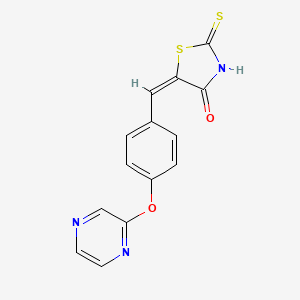 5-{(E)-[4-(2-pyrazinyloxy)phenyl]methylidene}-2-thioxo-1,3-thiazolan-4-one