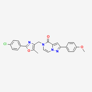 molecular formula C24H19ClN4O3 B2457260 5-((2-(4-chlorophenyl)-5-methyloxazol-4-yl)methyl)-2-(4-methoxyphenyl)pyrazolo[1,5-a]pyrazin-4(5H)-one CAS No. 941950-35-2