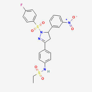 N-(4-(1-((4-fluorophenyl)sulfonyl)-5-(3-nitrophenyl)-4,5-dihydro-1H-pyrazol-3-yl)phenyl)ethanesulfonamide