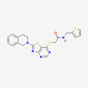 2-((2-(3,4-dihydroisoquinolin-2(1H)-yl)thiazolo[4,5-d]pyrimidin-7-yl)thio)-N-(thiophen-2-ylmethyl)acetamide