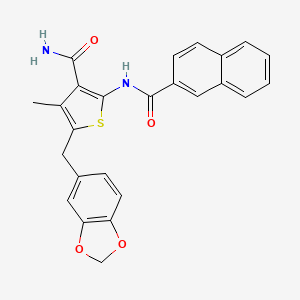 molecular formula C25H20N2O4S B2457269 2-(2-Naphthamido)-5-(benzo[d][1,3]dioxol-5-ylmethyl)-4-methylthiophene-3-carboxamide CAS No. 476368-53-3