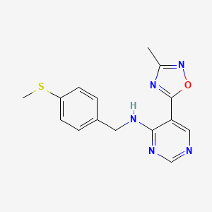 molecular formula C15H15N5OS B2457270 5-(3-甲基-1,2,4-恶二唑-5-基)-N-(4-(甲硫基)苄基)嘧啶-4-胺 CAS No. 2034393-31-0