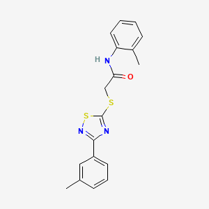 molecular formula C18H17N3OS2 B2457274 N-(o-tolyl)-2-((3-(m-tolyl)-1,2,4-thiadiazol-5-yl)thio)acetamide CAS No. 864917-73-7