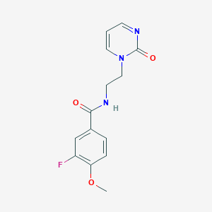 molecular formula C14H14FN3O3 B2457283 3-fluoro-4-methoxy-N-(2-(2-oxopyrimidin-1(2H)-yl)ethyl)benzamide CAS No. 2320607-93-8