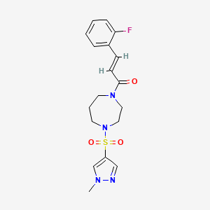 molecular formula C18H21FN4O3S B2457290 (E)-3-(2-fluorophenyl)-1-(4-((1-methyl-1H-pyrazol-4-yl)sulfonyl)-1,4-diazepan-1-yl)prop-2-en-1-one CAS No. 2035004-08-9