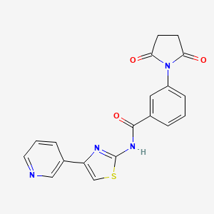molecular formula C19H14N4O3S B2457313 3-(2,5-dioxopyrrolidin-1-yl)-N-(4-(pyridin-3-yl)thiazol-2-yl)benzamide CAS No. 361479-60-9