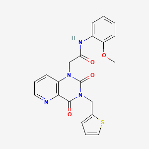 molecular formula C21H18N4O4S B2457321 2-(2,4-dioxo-3-(thiophen-2-ylmethyl)-3,4-dihydropyrido[3,2-d]pyrimidin-1(2H)-yl)-N-(2-methoxyphenyl)acetamide CAS No. 955789-72-7